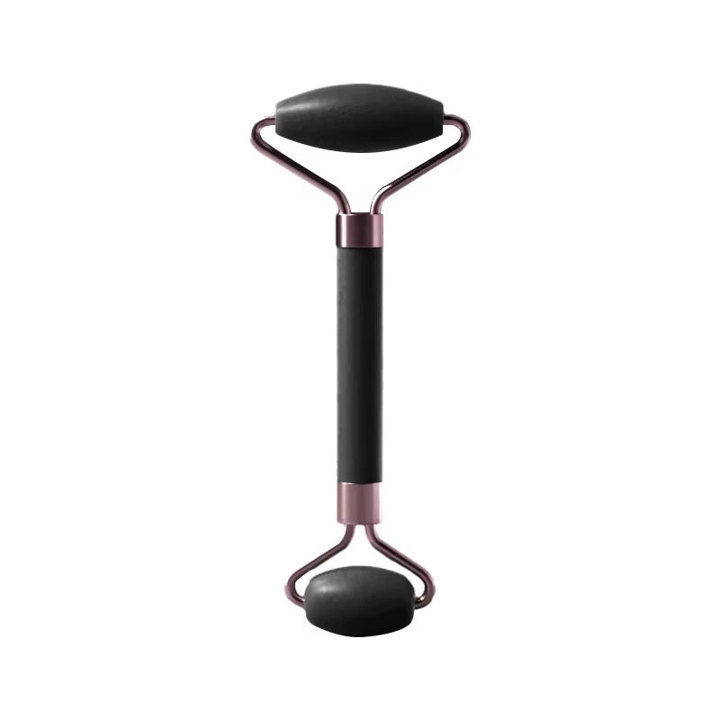 Roller facial natural din jad și cuarț roz–unealtă de masaj pentru față, gât și zona ochilor