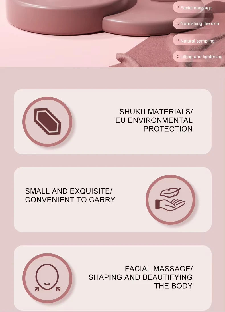 Roller facial natural din jad și cuarț roz–unealtă de masaj pentru față, gât și zona ochilor